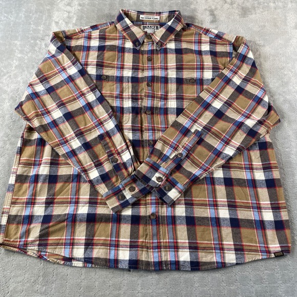 Duluth Trading Co Flannel Shirt Mens XXL Plaid Relaxed Fit Untucked Free Swingin - Picture 1 of 10